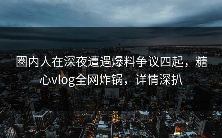 圈内人在深夜遭遇爆料争议四起，糖心vlog全网炸锅，详情深扒