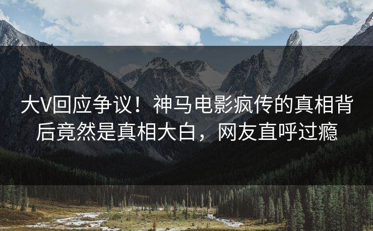 大V回应争议！神马电影疯传的真相背后竟然是真相大白，网友直呼过瘾