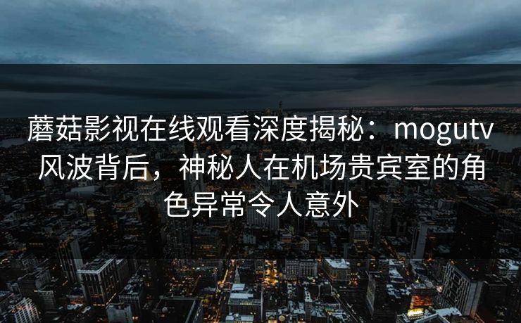 蘑菇影视在线观看深度揭秘：mogutv风波背后，神秘人在机场贵宾室的角色异常令人意外