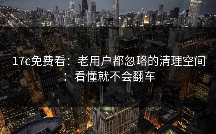 17c免费看：老用户都忽略的清理空间：看懂就不会翻车